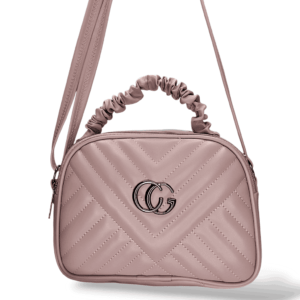 Lavender V Shaped Design Hand Feel Sling Cross Hand Bag For Women